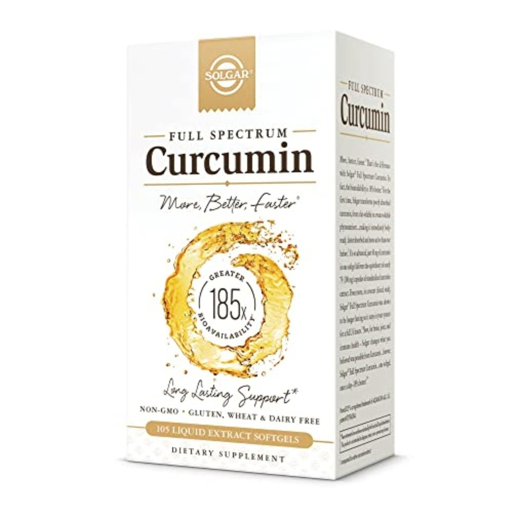Solgar Full Spectrum Curcumin - 105 LiCaps - Absorbție superioară - Brain, Joint & Immune Health - Vegan, Gluten-Free, non-GMO, Dairy Free - 105 Serviri