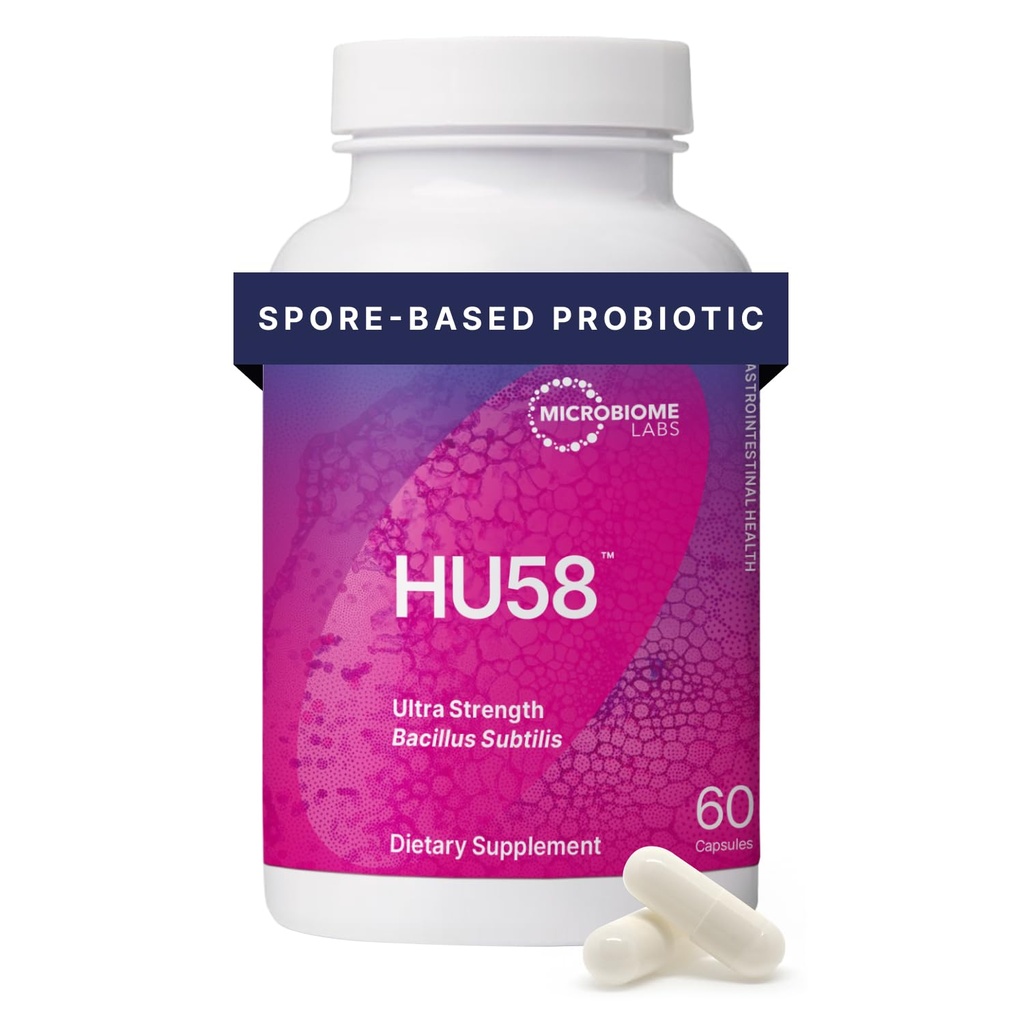 Microbiome Labs HU58 Bacillus Subtilis Probiotice pentru femei şi bărbaţi - potenţă ridicată Spore Probiotic pentru Digestive Health & Immune Support - Capsule zilnice cu 10 miliarde CFU (60 capsule)