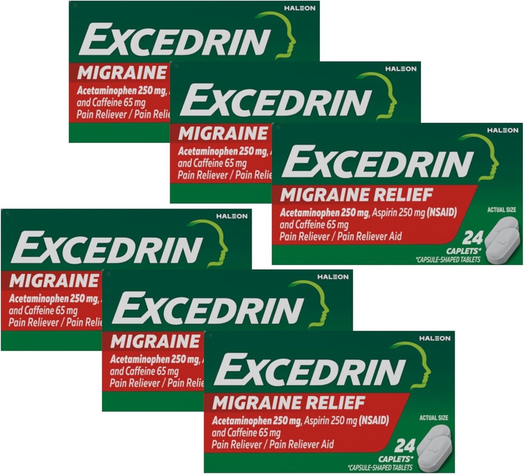 Excedrin Migrene Relief Medicamente, 24 Caplete (Pachet de 6)