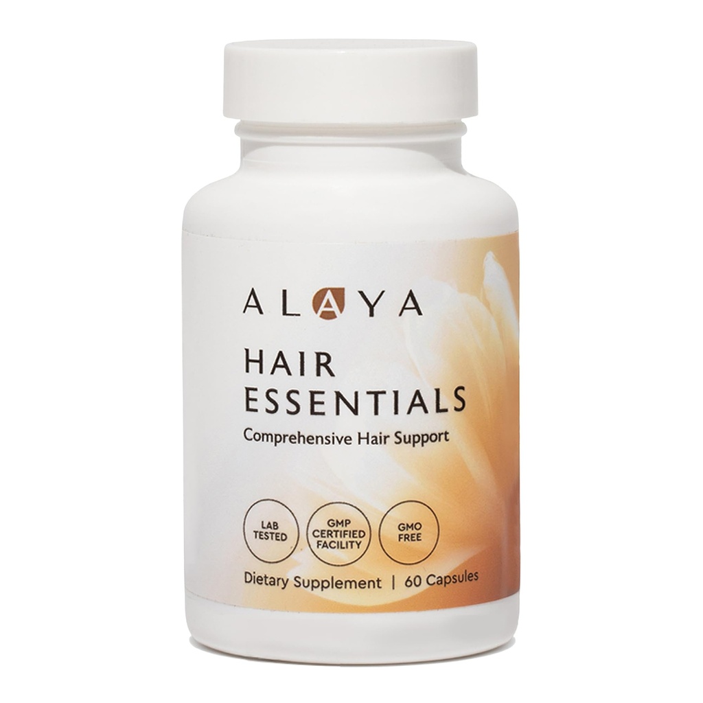Alaya Essentials par - Suplimentul parului cu Biotina, Keratina, Acid folic, Vitamina B12, B6 - Lab testat - Gluten gratuit - 30 zile de aprovizionare