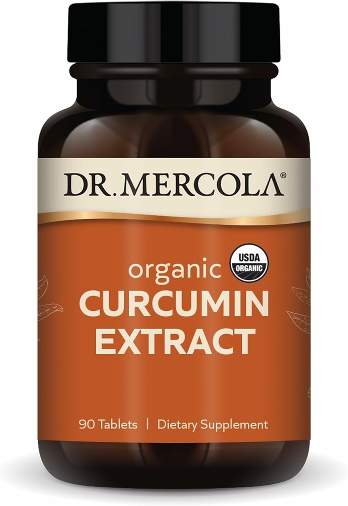 Dr. Mercola Organic Curcumin Extract, 90 Servings (90 tablete), Supliment alimentar, Non-GMO, certificate USDA Organic