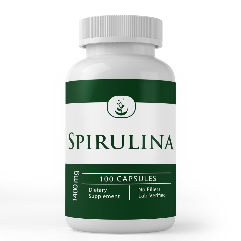 INGREDIENTE ORIGINALE Pure Spirulina (100 capsule) Bogate în Ficocianină, Pure