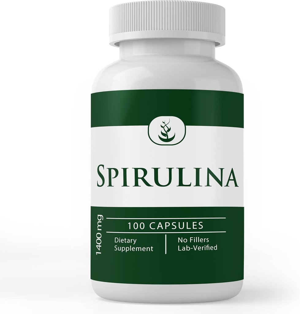 INGREDIENTE ORIGINALE Pure Spirulina (100 capsule) Bogate în Ficocianină, Pure