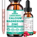 Calciu Magneziu Zinc D3 cu Calm Magneziu Glicinat Plus Ashwagandha, L-Theanină, Calciu lichid cu vitamina D3 și Supliment de magneziu pentru Imun, Os, Muscle, Mood & Sleep Support