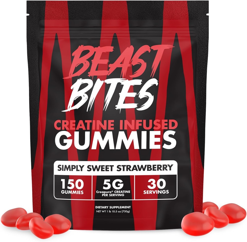 BEAST BITES - Creatine Infuzed Gummies - 5g Creatin Creature Monohidrat per Serving - NSF Certified for Sport - 30 Servings