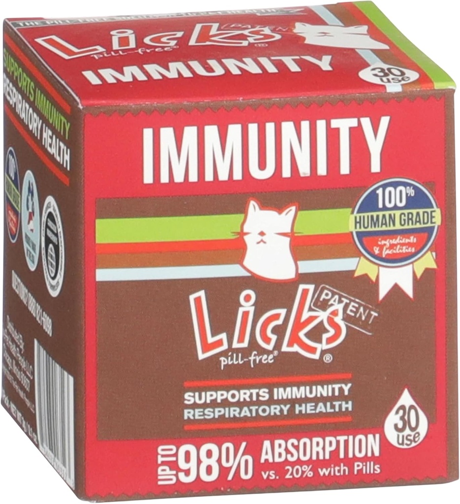 Licks Imunitate pisică fără pilule - Immune Support Cat Provizii - Suplimente respiratorii - Provizii de sănătate - Gel Pachete - 30 Utilizare