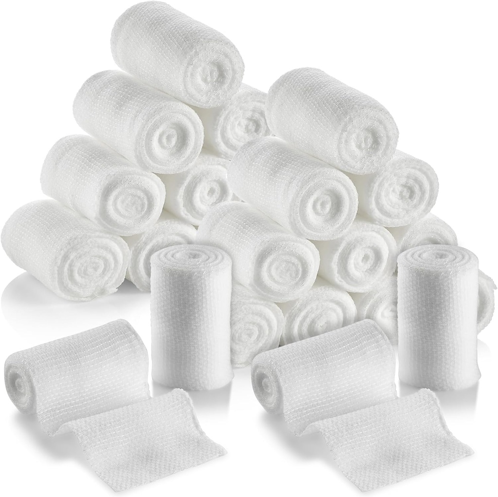MEDca Bandage Rolls - 24 Pack, 2-inch, 4.1 Yards per roll, Bandaj de țigări de grad medical pentru dressing și Kit de prim ajutor