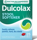 Dulcolax Stool Softener Capsule cu gel lichid laxativ, Constipaţie uşoară Relief pentru instrumente dure, uscate, Docusat Sodiu 100 mg, 25 Număr