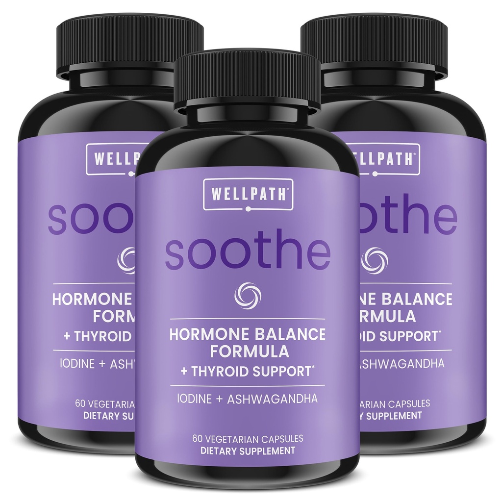 Soothe Hormone Echilibru pentru femei + Suport tiroidian pentru femei (3-Pack) 