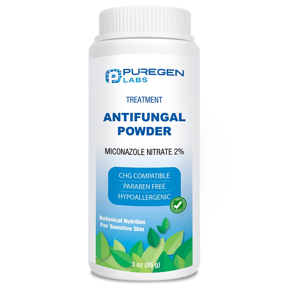Puregen Labs Pulbere antifungică cu 2% Miconazol Nitrat pentru infecţii fungice comune, inclusiv Atlete de picior, Jock Mâncărime şi Viermi Ring, Talc gratuit, 3 oz (85g)