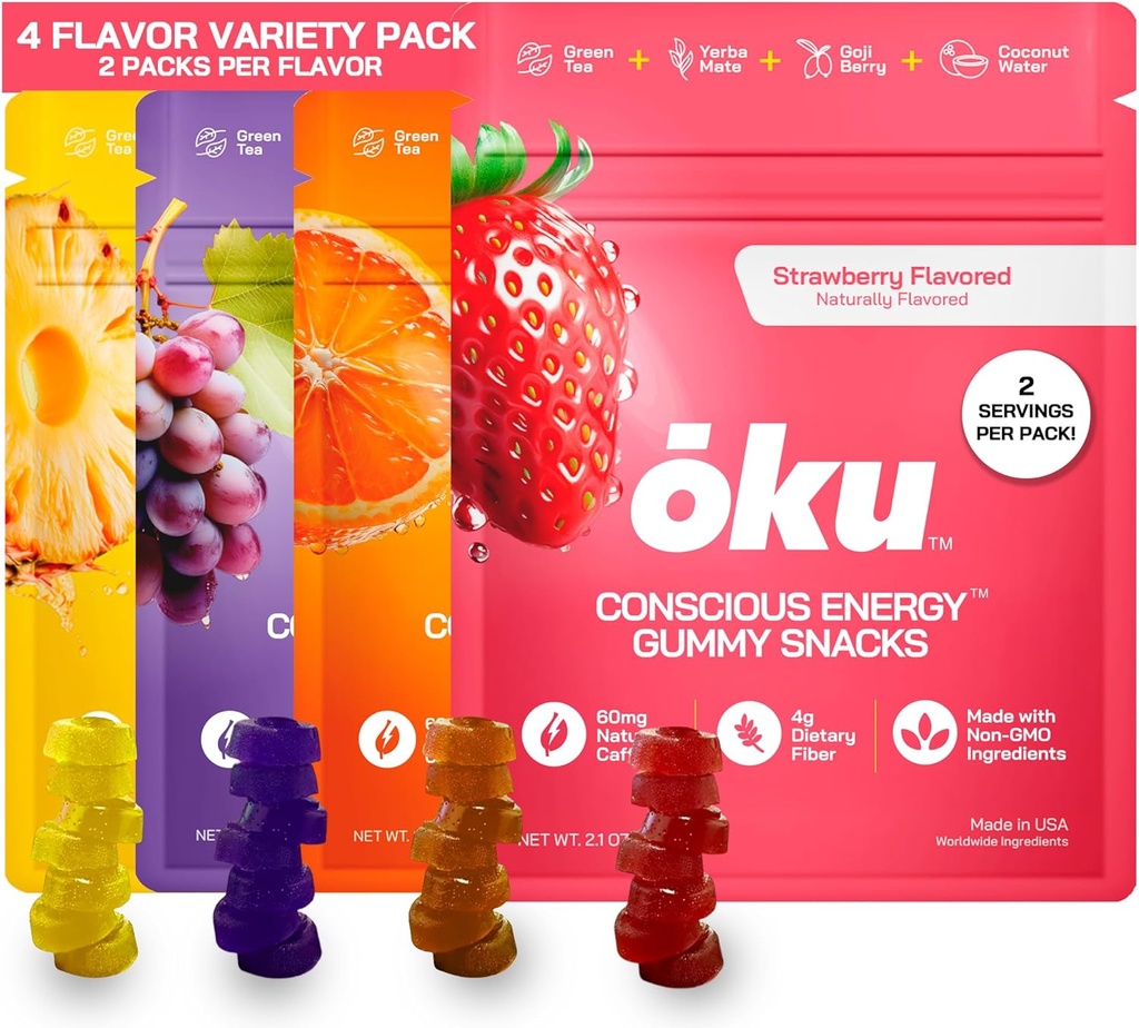 ōku Energy Chews - Energy Gummies w/Natural Caffeine from Green Tea 