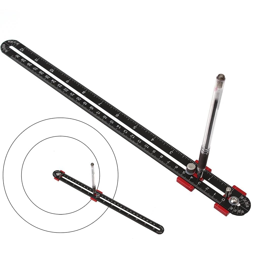 300mm Woodworking Compass Tool, Large Compass Woodworking Scribing Circle, Carpenter Compass Ruler Marking Gauge Circle Marking Tool pentru inginer Carpenter (Negru)