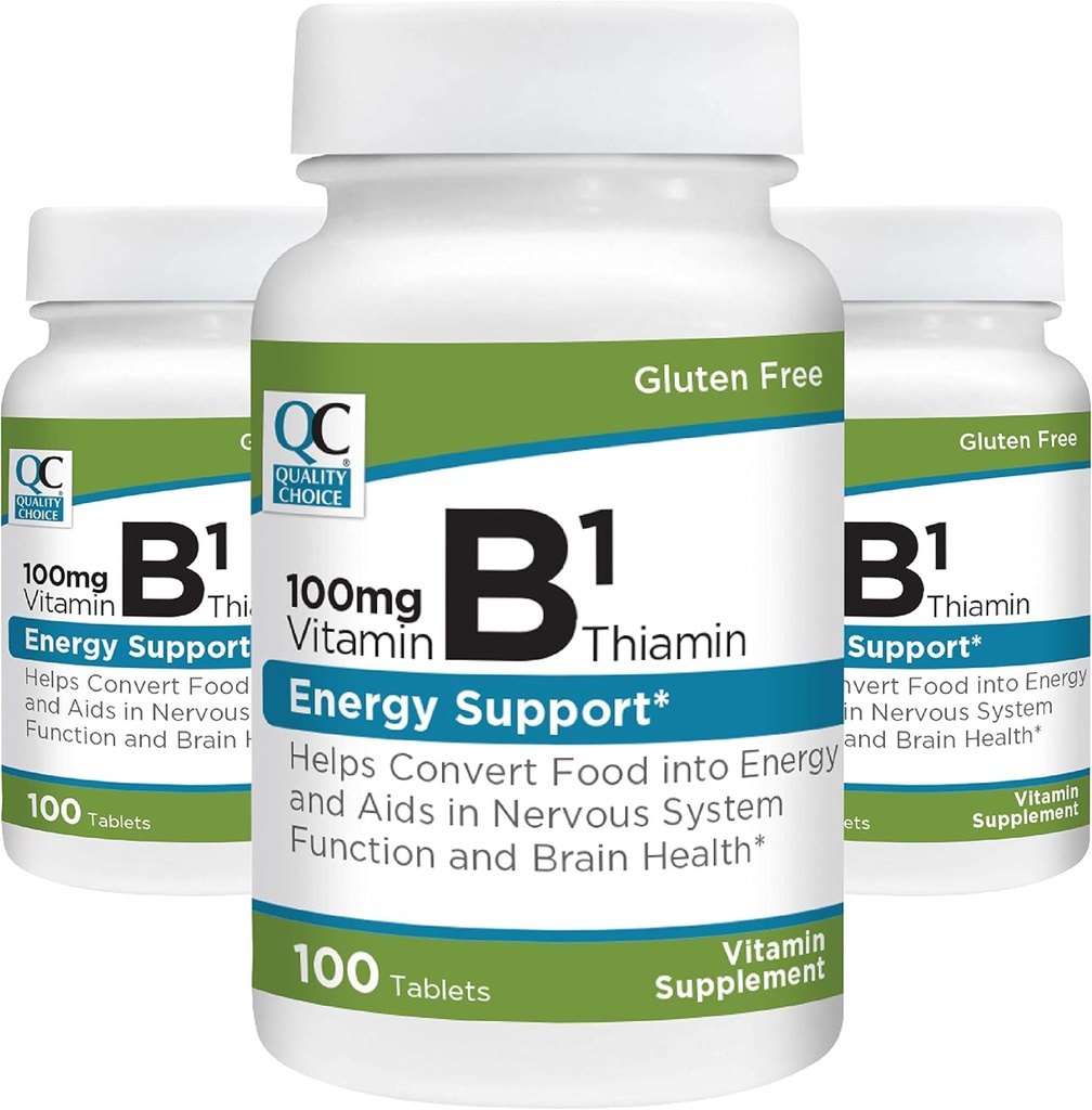 Alegerea calităţii Vitamina B1 Tiamin 100 mg suport energetic, funcţia sistemului nervos, & Creier sănătate suplimente de vitamine, 100 Conte sticle (3 ambalaj)