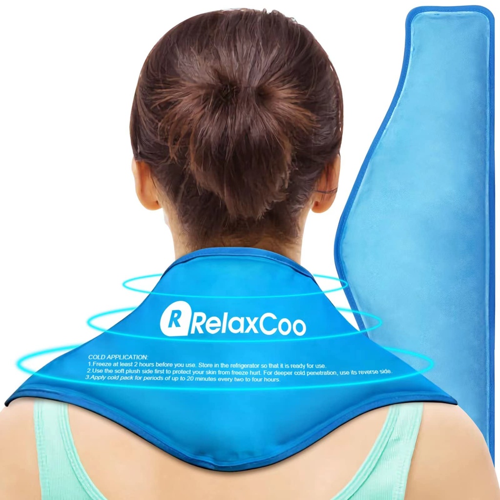 Neck Ice Pack Wrap, Reusable Gel Ice Pack pentru Umerii Gâtului, Cold Compress Terapie pentru Relief Durere, Leziuni, Umflare, Vânătăi, Entorse, Inflamație și Recuperare Chirurgie cervicală