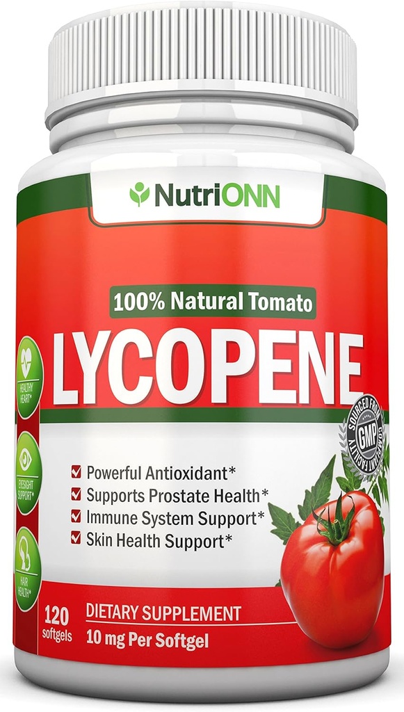 Licopen - 10MG - 120 Softgels - 3 Luna de aprovizionare - Premium Quality Antioxidant - 100% Salamate naturale - Mare pentru sănătate prostată, Suport sistem imunitar, Heart Health and Eyesight Support
