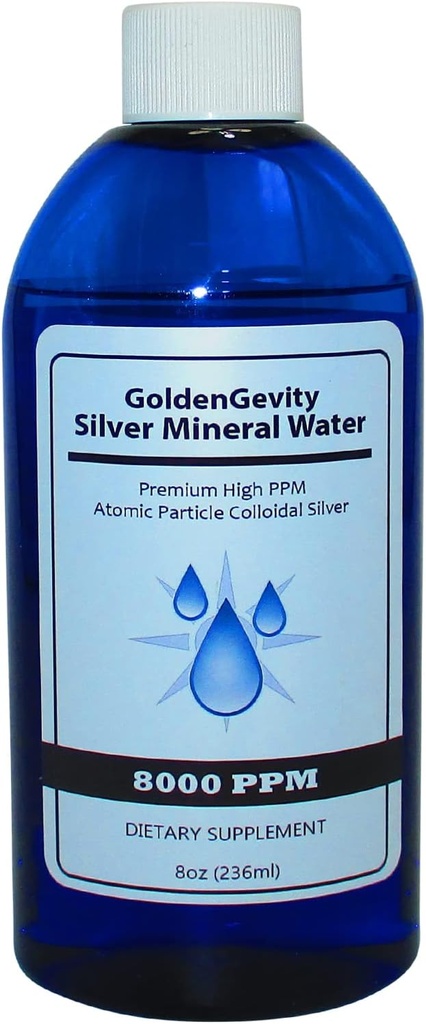 8000 PPM Premium Cristal Silver - High PPM lichid Trace Mineral Immune Supplement 8 oz. (236 ml).