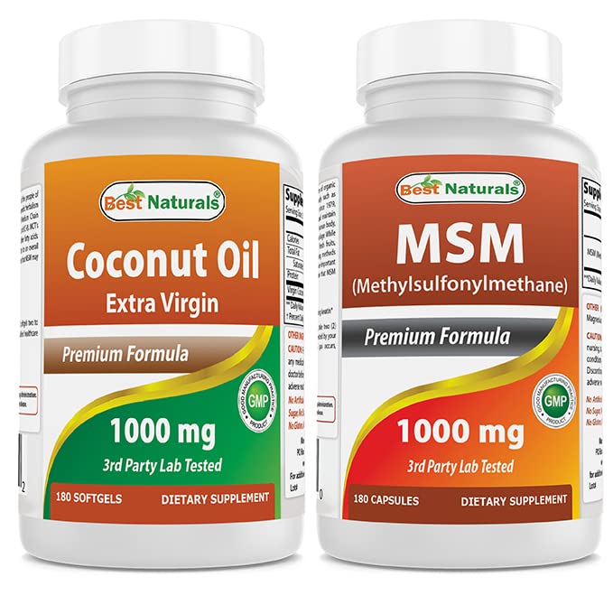 Cele mai bune naturale Extra Virgin ulei de cocos 1000 mg & MSM 1000 mg