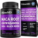 6-in-1 Organic Maca Root Ashwagandha Capsule 1710mg cu DHEA și extract de fructe de ardei negru pentru femei și bărbați - Black Maca Supliment pentru rezistenta, Bone și Mood Supplement, 120 conta