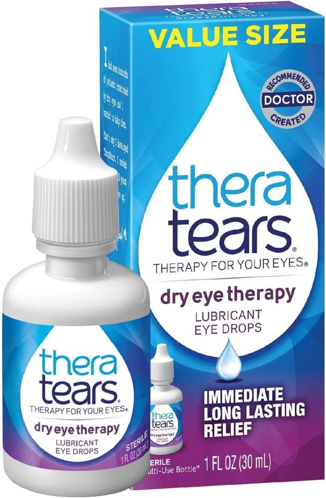 TheraTears Dry Eye Terapie Lubricant Picături Ochi Twin Pack, (2 x 30ml Flacoane) + 1,0 Fl Oz Flacon