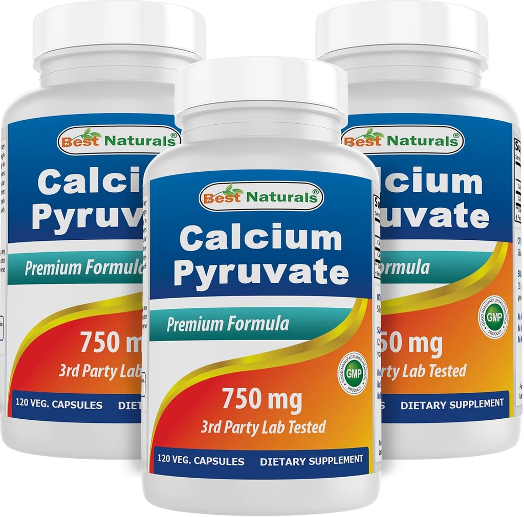 Piruvat de calciu 750 mg 120 Capsule de cele mai bune naturale (Pachet de 3)