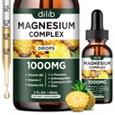 Triple Magneziu Complex Supliment, Magneziu Glicinat, Amestec, Citrat Picături lichide 1000mg cu Ashwagandha, CoQ10, Vitamina B6, C, D, Zinc - Vegan Ananas Aroma