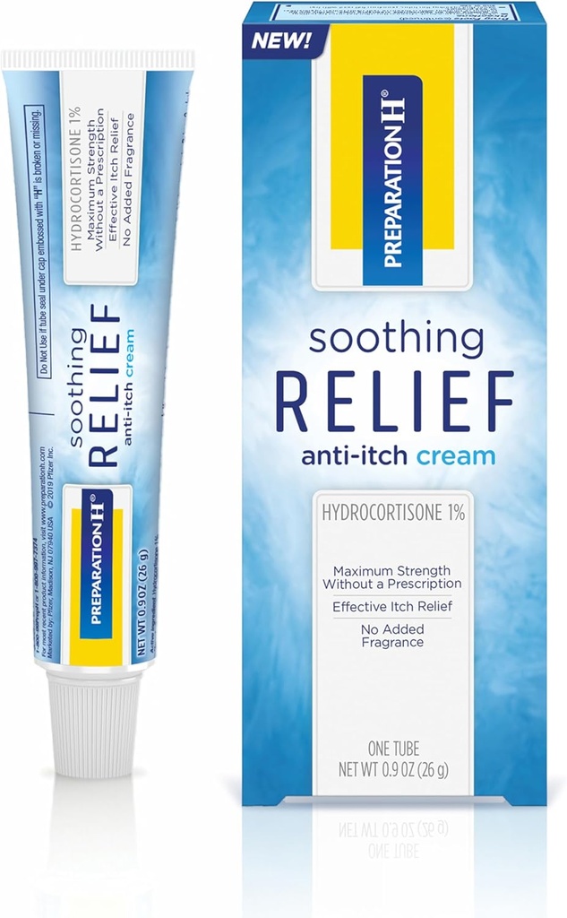 Preparare H Relief Soothing Anti Itch Cream, 1% Hydrocortizon Cream pentru Butt Itch Relief - 0.9 Oz Tube