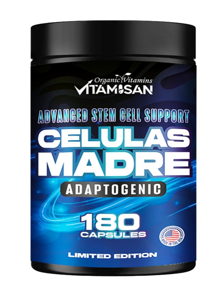 VITAMISAN Celulas Madres 180 Capsule - Stem Cell Blue Green Algae - Non OMG - Gluten Free AFA -Celula Madre Supplement - Lion