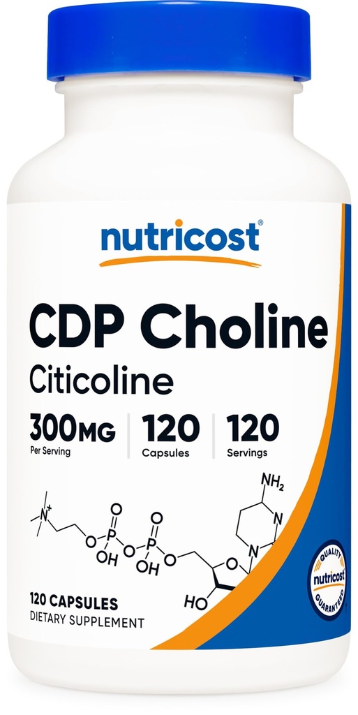 Nutricost CDP Choline 300mg, 120 capsule vegetariene - non-GMO, vegetariane Friendly, Gluten Free