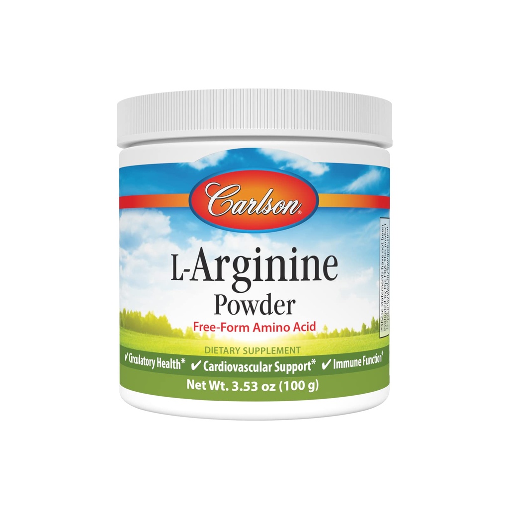 Carlson - L-Arginine Powder, Free-Form Amino Acid, Circulation Health, 3.53 oz (100 g)