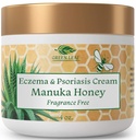 Green Leaf Naturals Manuka Honey Eczema Cream Moisturizing Lotion Fragrance Free for Psoriazis Relief - Mâncărimi, uscat Ointment - Skin Soothing Moisturizer - Body & Face Cream - Copii & Adulți 4oz