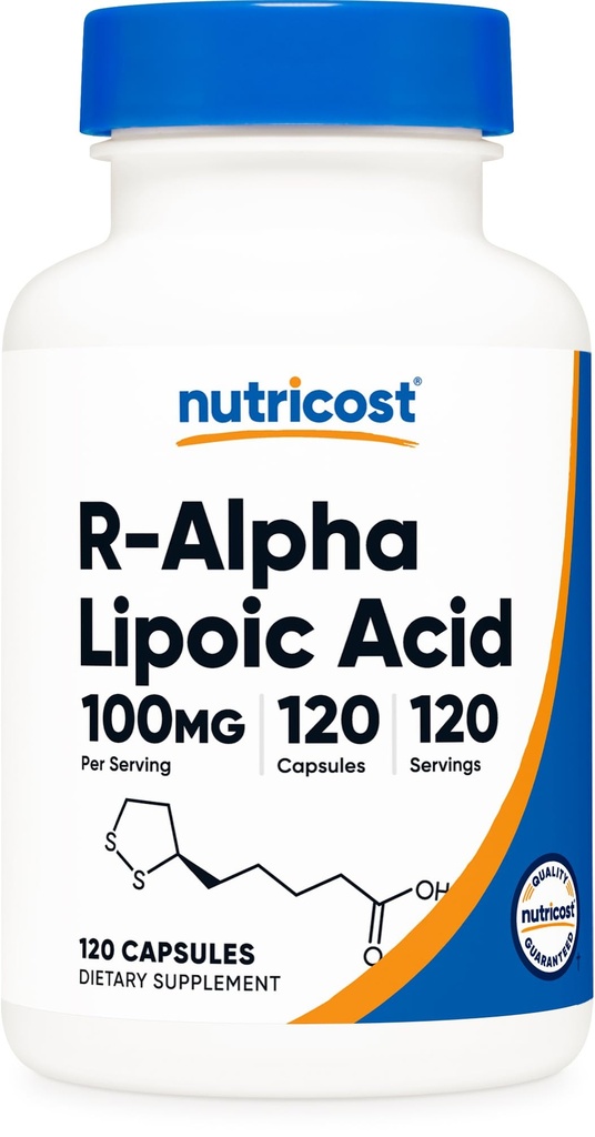 Nutricost R-Alpha Acid lipoic 100mg, 120 capsule - Capsule vegetale, non-GMO, gluten liber