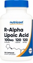 Nutricost R-Alpha Acid lipoic 100mg, 120 capsule - Capsule vegetale, non-GMO, gluten liber