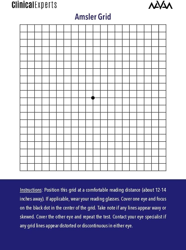 Amsler Eye Grid cu Magnetic Back - Daily Vision Screening Tool pentru pacienţii cu degenerare maculară şi Glaucom de către experţii clinici (2 ambalaj)