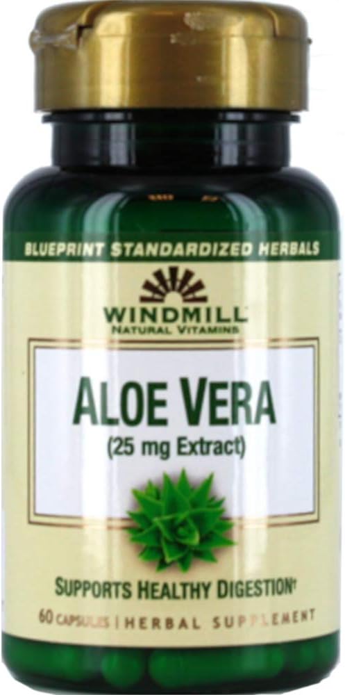 Vitamine naturale de moară de vânt Aloe Vera (Extract de 25 mg) 60 capsule (pachet de 1)