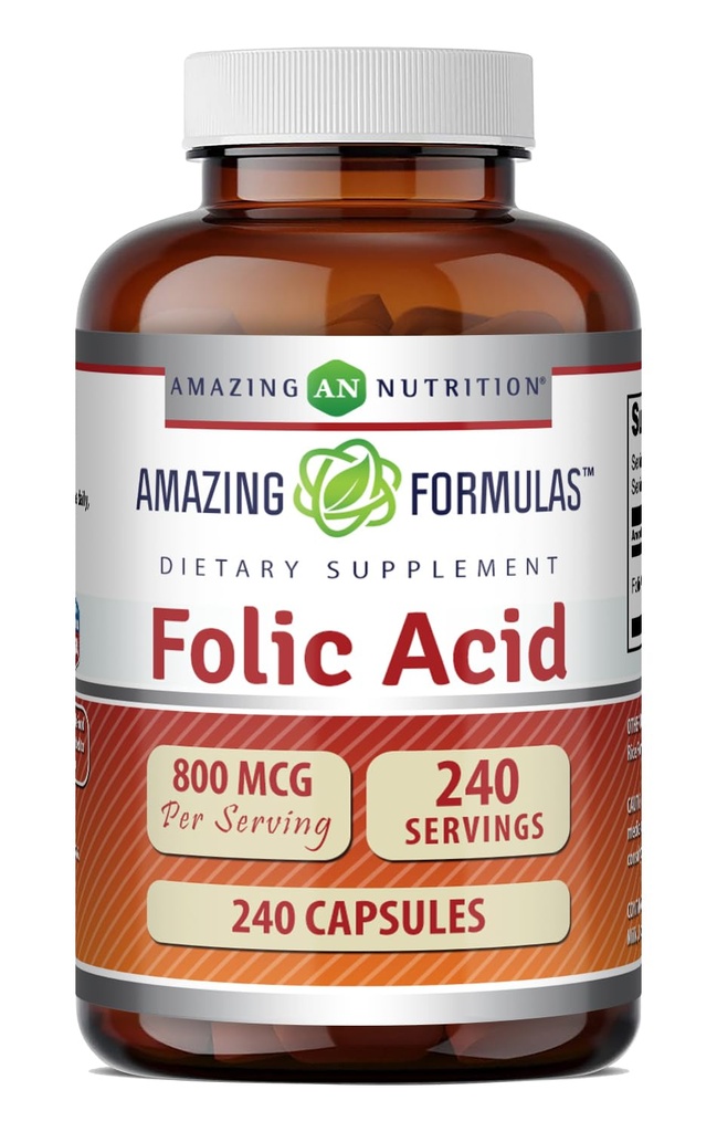 Amazing Formulas Folic Acid (Vitamina B9) 800 Mcg Suplimentul 