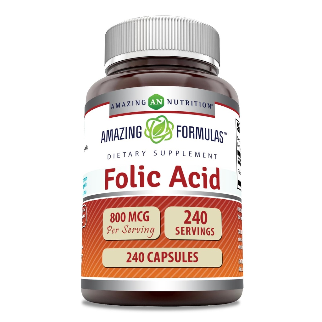 Amazing Formulas Folic Acid (Vitamina B9) 800 Mcg Suplimentul 