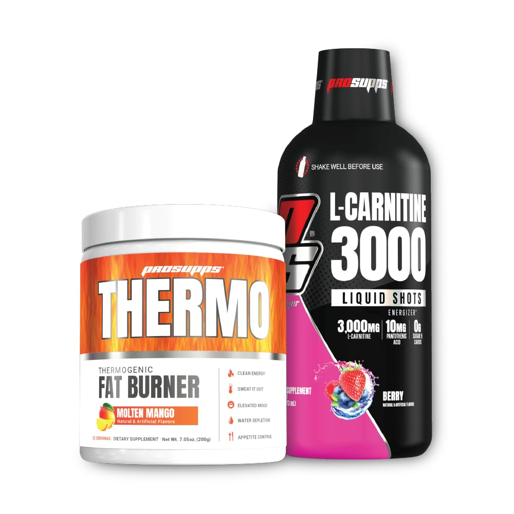 PROSUPPS Pudră termogenică termoglorică de ardere Mango și 3000 L-Carnitină Berry - Managementul greutății și antrenament pre - Energie, Mood, Appetite Control