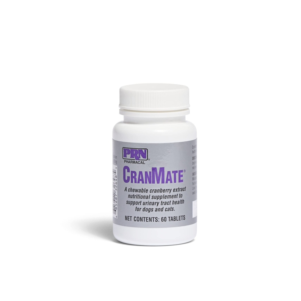 PRN Pharmacal CranMate Suplimentul Cranberry - Extract de coacăze masticabile Suplimente nutritive pentru câini și pisici - Cranberry Tract urinar Health - 60 Chew Tabs