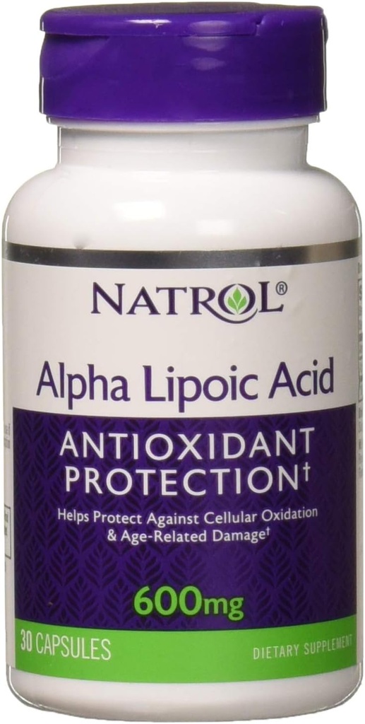 Natrol Alpha Acid lipoic 600 mg, Supliment alimentar pentru wellness general, 30 capsule, 30 zile de aprovizionare
