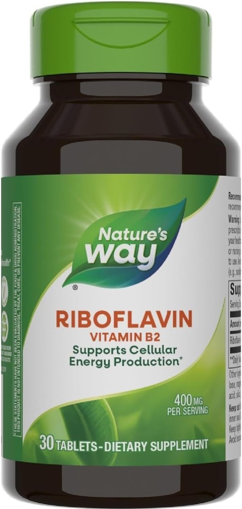 Natura's Way Riboflavin Vitamina B2, 400 mg per portie, Pachet de 3