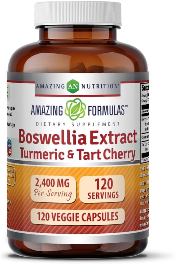 Amazing Formulas Boswellia Extract Turmeric și Tart Cherry 2400mg Veggie Capsule 