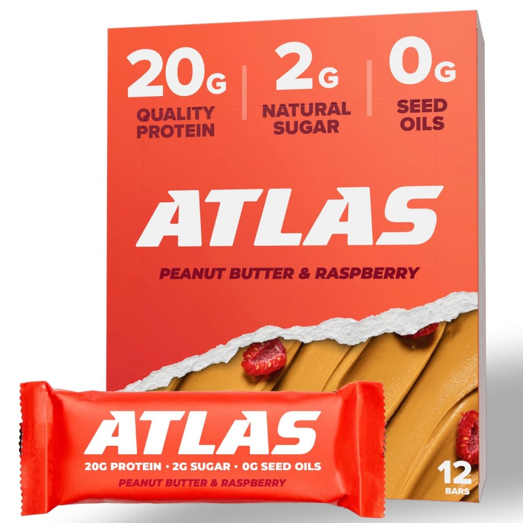 Atlas Proteine Bar, 20g Proteine, 1g zahăr, Ingrediente curate, Gluten gratuit (Varietate de ciocolată, 12 Conte (Pachet de 1))
