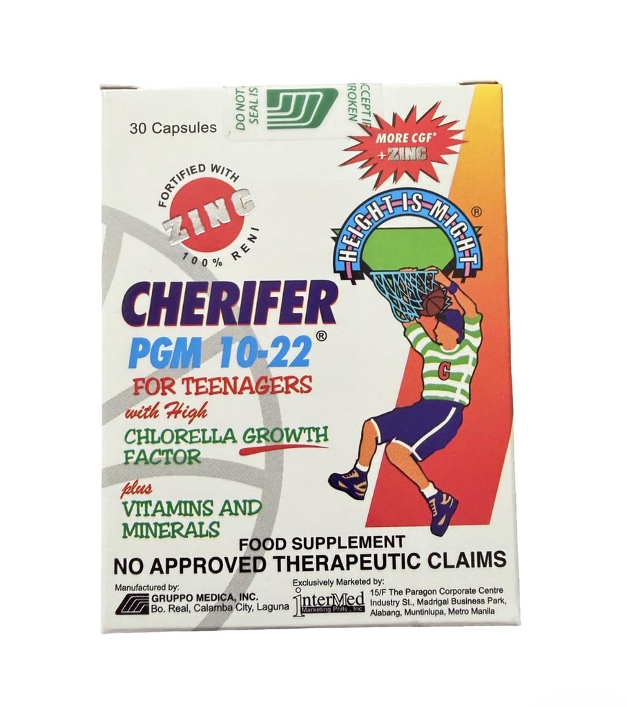 Cherifer PGM 10-22 Capsule cu zinc pentru adolescenţi cu factor de creştere Chlorella şi Taurină 30 capsule