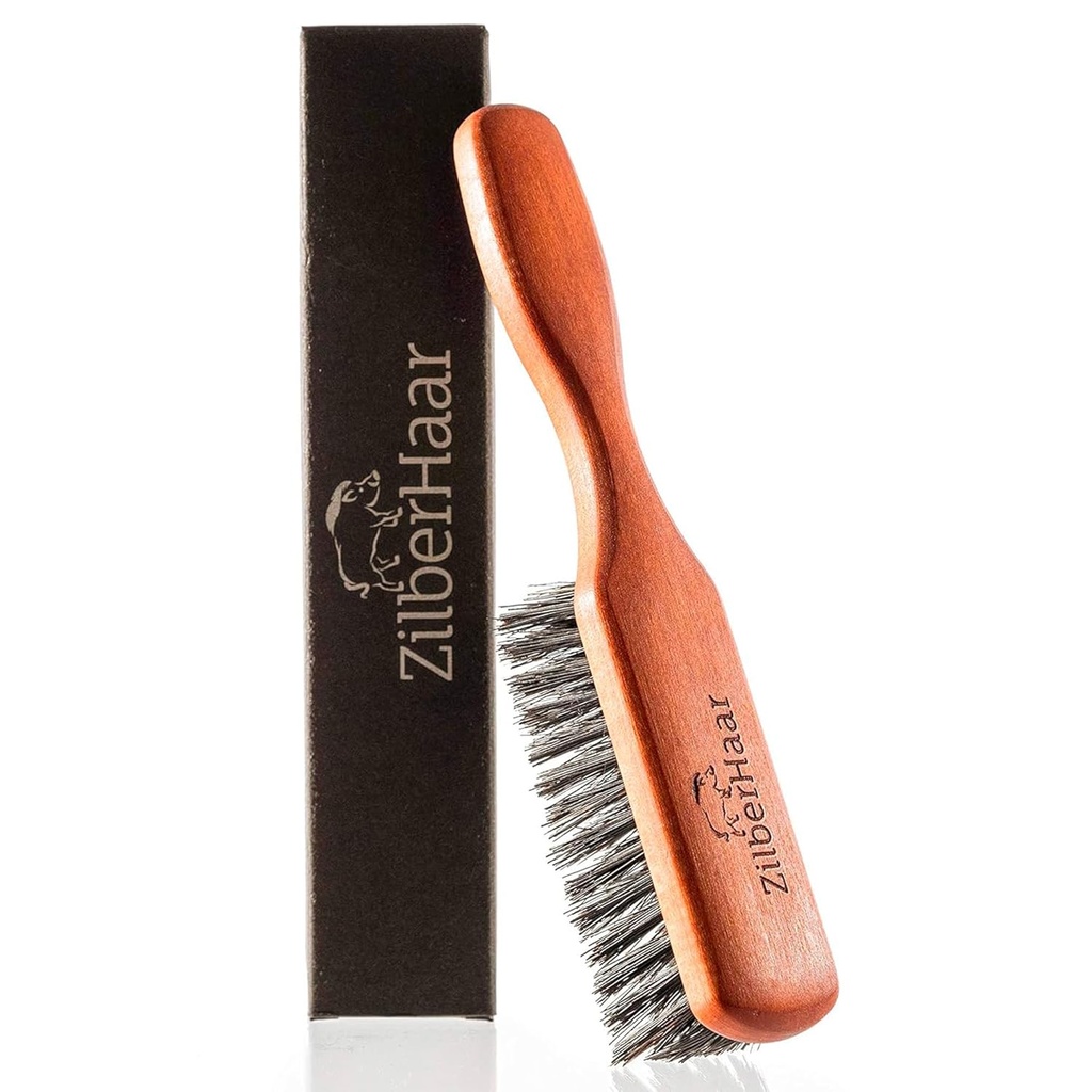 ZilberHaar Perie barbă regulat - moale Boar Bristles - perie de îngrijire barbă pentru bărbați - Îndreaptă și promovează creșterea barba - Lucrează cu uleiuri de barbă și balsamuri - esențiale pentru kituri de îngrijire barbă