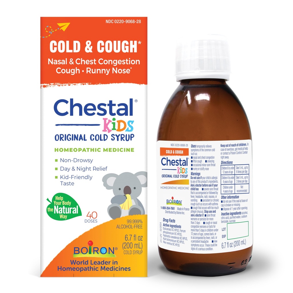 Boiron Chestal Copiilor Rece și Tuse Sirop pentru Congestie Nasală și toracică, Nose Runny, și Sore Throat Relief - 6.7 Fl oz