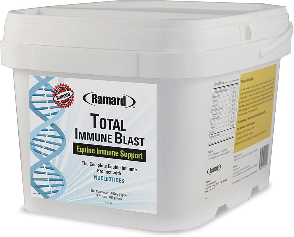 Ramard Total Imunum Blast - Suport Imun, Vitamină de cal și pulbere Suplimentul cu seleniu, Omega 3, Omega 6 & Vitamine w/Nucleotide, Equine Powder & Suplimente 6.75 lbs. 180 zile Aprovizionare