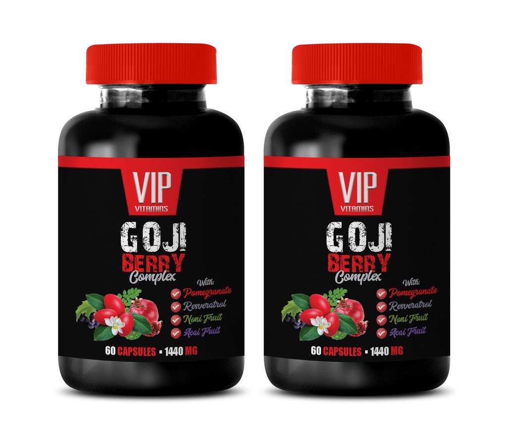 supliment antioxidant - GOJI BERRY COMPLEX - CU POMEGRANAT, REVERATROL, NONI, ACAI - Vitamina rodie e pentru piele - suplimente nutritive antioxidante - vitamine antioxidante - 2 Bot 120 Capsuri