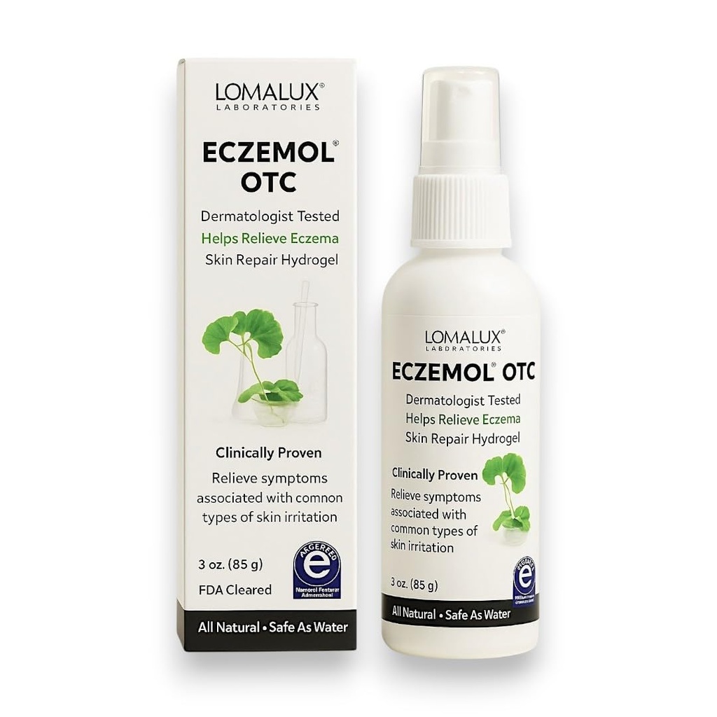 Loma Lux New Eczemol OTC Spray Natural & No Sting Hipoclorous pentru Eczemă, Răni, Arsuri, Tăieturi, Iritație cutanată, Dermatită de radiații, Arsuri solare, Piele Mâncărime, pentru copii și adulți