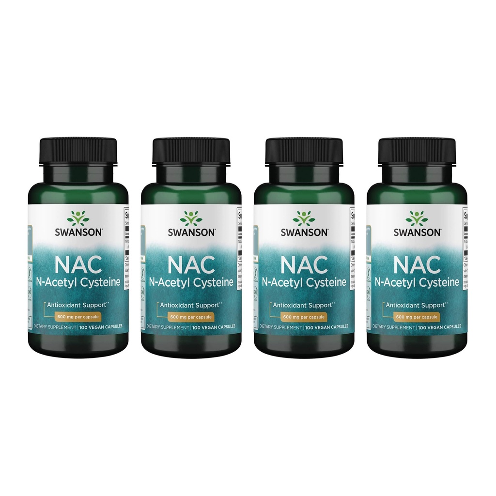 Swanson NAC - N-Acetyl Cysteine - Supliment 600 mg 100 capsule (4 ambalaje)