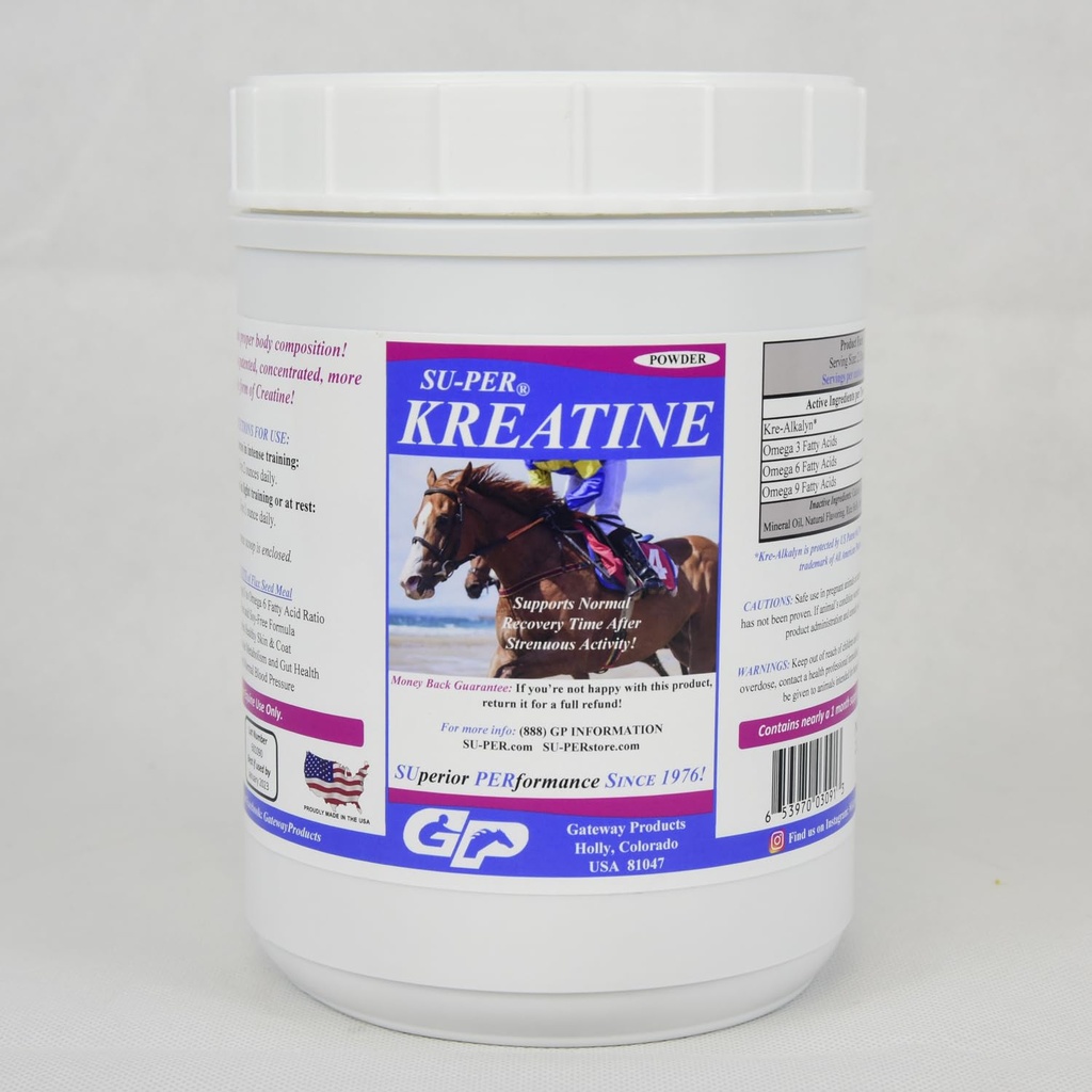 SU-PER Kreatine Energy Horse Supplement - Sustine productia de energie, rezistenta si rezistenta - Equine Creatine Supliment cu Kre-Alkalyn - 2.5 Pound, (2 ambalaj)